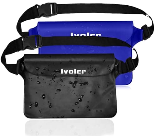 ivoler Waterproof Pouch Bag, 2 Pack Universal Waterproof Case Dry Bag for Beach, Swimming, Boating, Kayaking, Hiking, Protects iPhone Phone, Cash, Document from Water, Sand, Snow - Black+Sapphire Blue