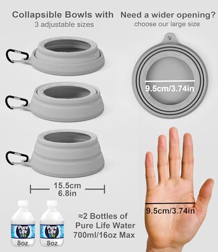 OHMO Non Spill Collapsible Dog Bowl, 700 ml, Ash Grey — view 6
