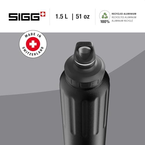 Sigg - Aluminum Sports Water Bottle - WMB Traveller Black - Swiss Made - Suitable for Carbonated Drinks - Leakproof - Lightweight - BPA-Free - Black - 1.5L — view 2