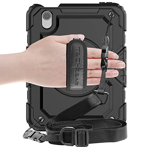 TECHGEAR Utility Case for iPad Mini 7/6 (8.3", 2024 7th Gen / 2021 6th Gen) Heavy Duty Rugged with 360° Stand, Hand & Shoulder Strap – Shockproof Armour Cover for Schools, Work, Outdoor Use - Black — view 6