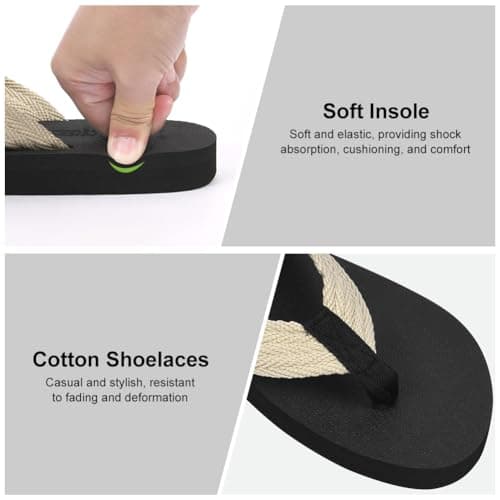 BSBUY Unisex Flip Flops Mens Flatform Beach Flip-Flop EVA Slippers Ladies Girls Yoga Mat Cushion Thong Sandals Beach Travel Platform Sandals Slip-Resistant Flat Flip Flops for Shower(UK:9.5-10) — view 4