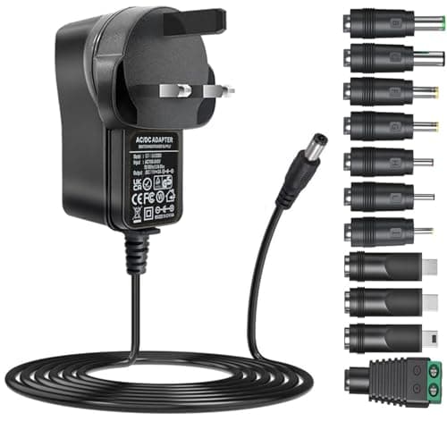 SZZKtech 5V 1A AC Adapter Power Supply Cord with 11 changeable plug tips AC to DC5Volt 1A 500mA 400mA 200mA 100mA power adapter for Baby monitor speaker camera 5V wall charger 6FT