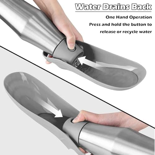 Portable Dog Water Bottle, Dog Travel Water Bottle 750ml, Suitable for Pet Outdoor Walking, Hiking, Grey — view 4