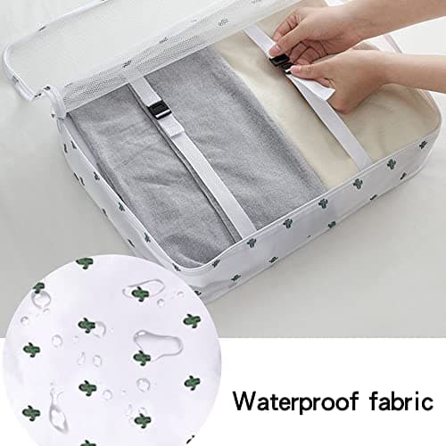 12Pcs Packing Travel Cubes for Suitcase Luggage Organizers with 5 Drawstring Bags,Suitcase Organiser Bag with Waterproof Shoe Storage Bag Compression Pouches White — view 6