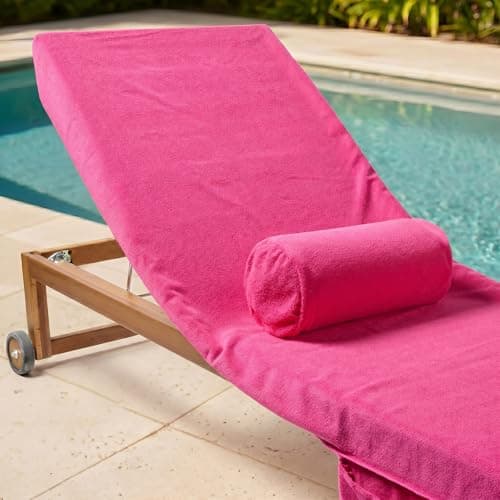 OHS Inflatable Pillow, Sun Lounger Cushion Lightweight Compact Bolster Cushion with Microfibre Cover Neck Roll Pillows for Head & Back Support Outdoor Cushions for Travel Beach Accessories, Hot Pink — view 3