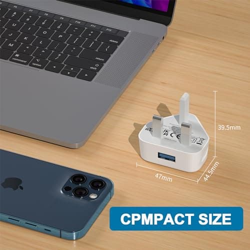USB Adapter Plug UK 4 PACK, Phone Charger Plug 5V 1A/ 3 PIN USB Wall Plug Socket Charging compatible with iPhone 14/14 Pro/14 Plus/14 Pro Max/13/12/11/XR/XS Max/SE/8/7/6/5 — view 3