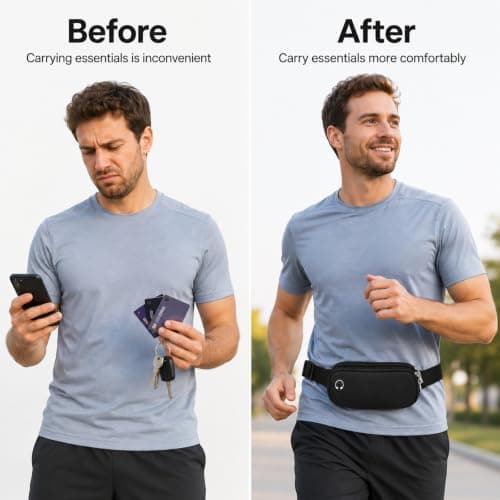 LUFFLOK Black Waterproof Bag Running Waist Pack Waterproof Bumbags — view 6