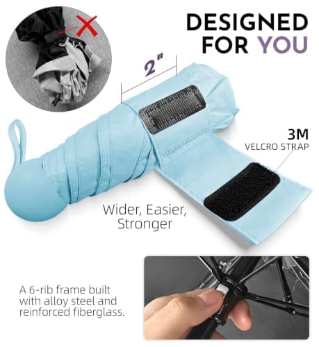 LILAC Mini Compact Umbrella, Lightweight Folding Parasol UPF 100 Rain Gear — view 4