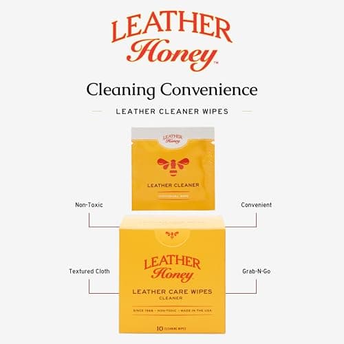 Leather Honey Leather Cleaner Wipes: Clean On-The-Go. Cleaning Wipes for Leather, Faux & Vinyl - Couches, Car Seats, Purses, Shoes, Bags & Tack. Safe for Any Color. 10 Non-Toxic, Ready-to-Use — view 4