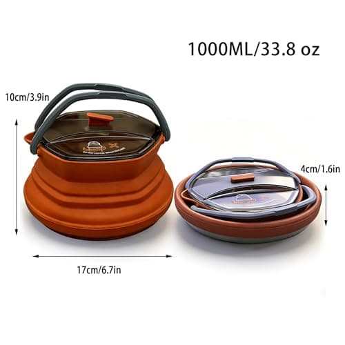 CAMPWOLF HEX Collapsible Camping Kettle 1L, Foldable Silicone Kettle with Stainless Steel Base, BPA Free Portable Backpacking Tea Pot for Hiking & Outdoor Cooking (Terracotta) — view 2