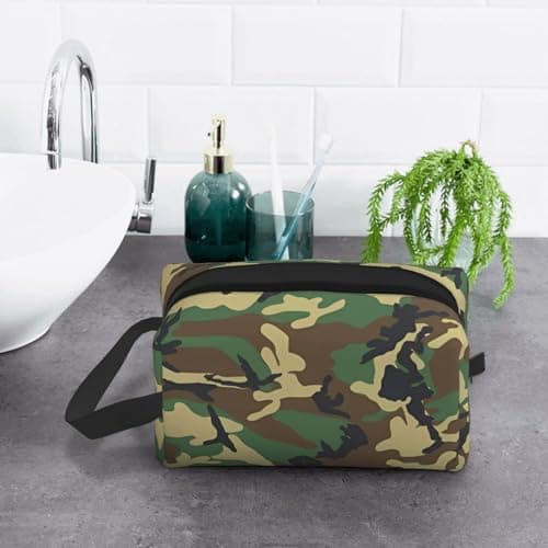 Green Military Camo Print Storage Bag - Toiletry Shaving Dopp Kit, Travel Cosmetic Bags, Packing Organizer, Portable Pouch — view 6