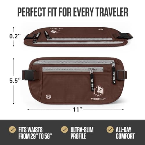 VENTURE 4TH RFID Blocker Money Belt for Men and Women (Brown). — view 3