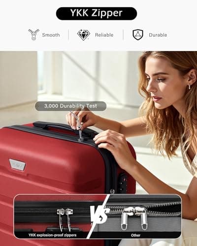 COOLIFE 3 Piece Luggage Set for Family,ABS+PC, Lightweight Durable Suitcase — view 4