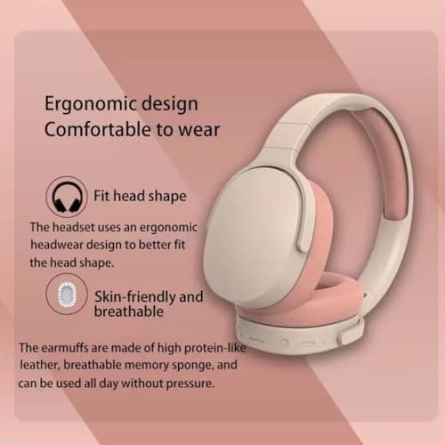 MGHOAQFRK Wireless Bluetooth Headphones Over Ear,HiFi Foldable Noise Reduction Wireless Headset with Microphone,Stereo Headphone with Deep Bass Long Battery Life, Earphone for Travel/Work/Study/Sport — view 4