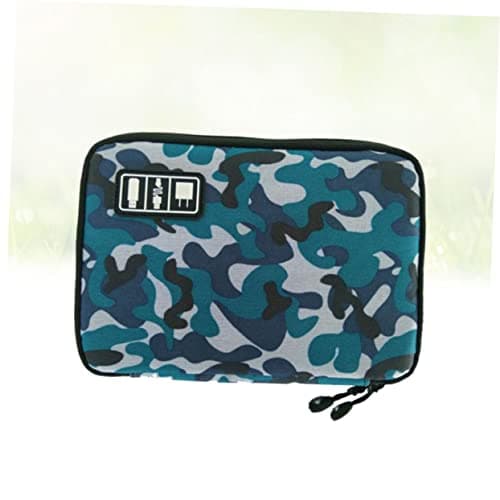 Angoily 2-layer Usb Cable Storage Organizer Camouflage Cord Holder for Data Cable Usb Storage Travel Digital Pouch for Electronic Accessories Cases Green — view 5