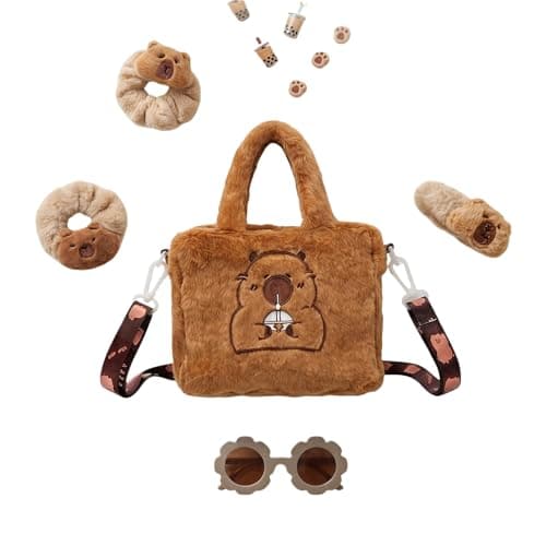 WZHHDM Capybara Plush Girls Handbag, Girls Cross Body Bag, Shoulder Bag