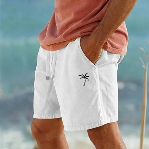 NNGOTD Mens Cargo Shorts Casual Cotton Combat Shorts with Multi Pockets Straight-Fit Stretch Cargo Trouser Black Dress Slacks Big and Tall Jogger Pants Streetwear （White,M） — view 2