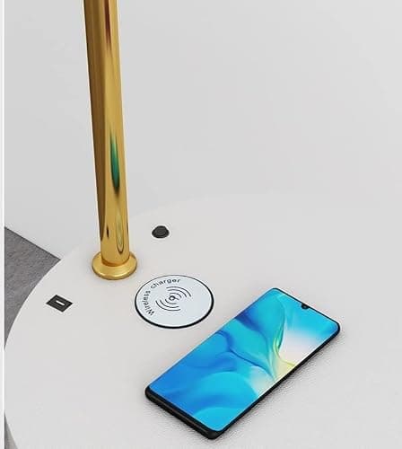 QWPYDXN Task Lighting Nordic Style Floor Lamp, Reading Lamp with Drawer USB Wireless Charging, Bedroom Bedside Standing Lamp with Storage Shelf Tall Pole Lamp — view 6