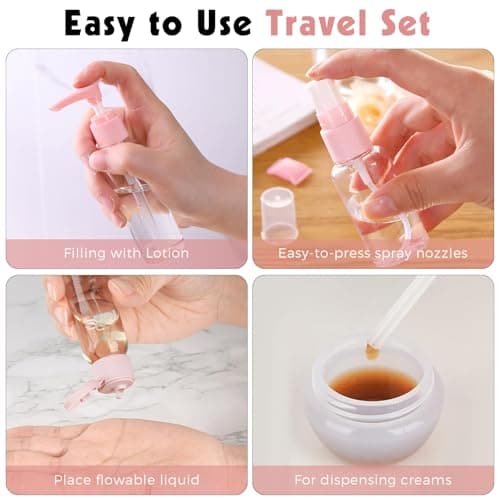 Travel Bottles for Toiletries,12 Pcs Silicone Travel Bottles Containers with Waterproof Bag Squeezable Travel Accessories for Lotion Shampoo Conditioner Skincare Cosmetics — view 3