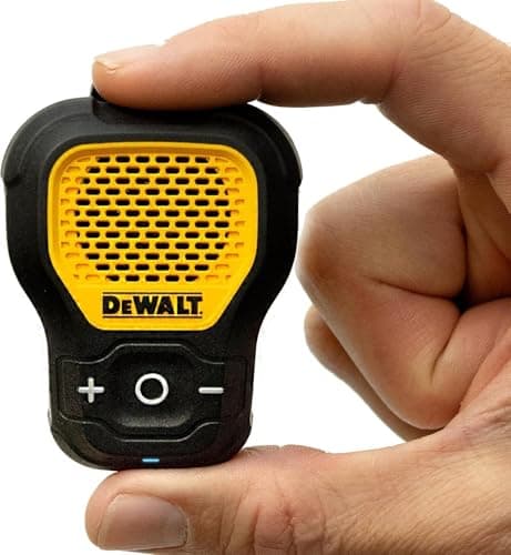 DEWALT Wearable Bluetooth Portable Speaker, Magnetic Clip-On Wireless Bluetooth Speaker, Jobsite Pro Water-Resistant Portable Speaker, Built-in Mic for Hands-Free Music and Calls