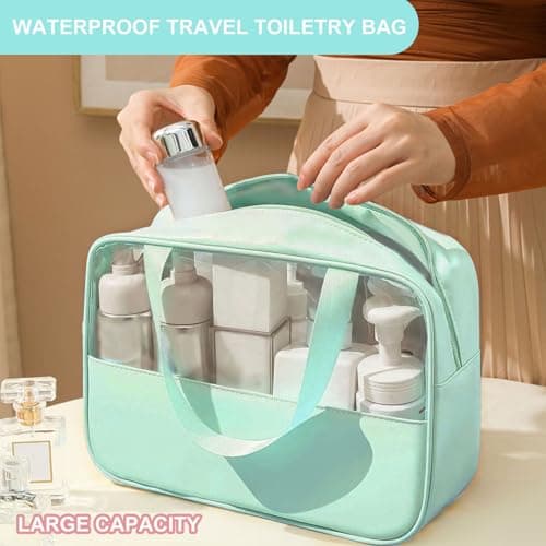 Clear Travel Toiletries Bag, 3Pcs Portable Travel Toiletry Bag(Green) — view 5