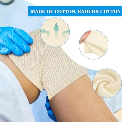 Tubular Elastic Support Bandage Size F Cotton Stockinette Cast Sleeve Roll for Knee, Arm, Leg, Wrist (3.9 Inch x 5.46 Yard) — view 3