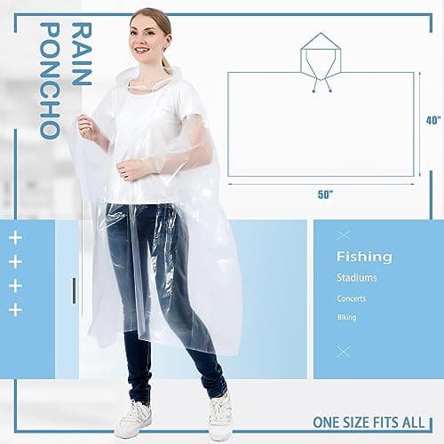 SWOGAA Disposable Rain Ponchos for Adults & Kids Family 6 Pack Extra Thick — view 2