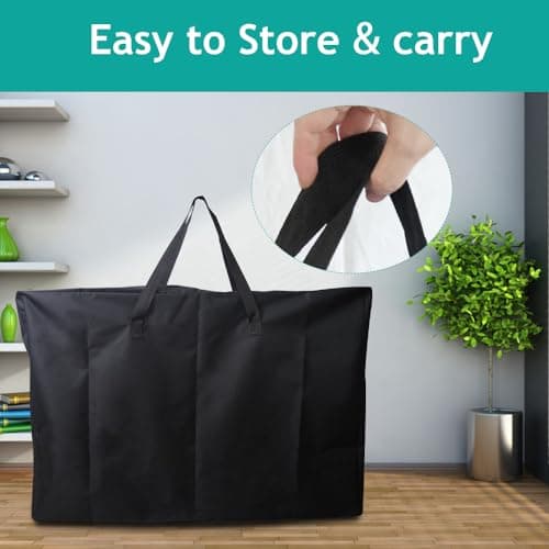 Large Garden Chair Furniture Cushion Storage Bag, 105x73x28cm Heavy Duty 600D Reclining Folding Chairs Cover for Beach Lounge Camping Gravity Folding Patio Chaise, Extra Large Travel Bag, Black — view 6