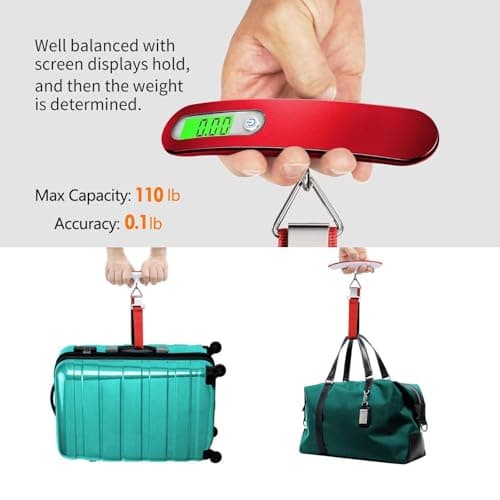SHANJE Luggage Weight Scale for Suitcases 110 Lbs World Cup Travel Accessories High Precision Travel Digital Hanging Scales 50kg Red — view 3