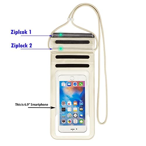 Baikeen Waterproof Phone Pouch,IPX8 Waterproof Phone Case Dry Pouch Bag Holder for iPhone 14 Plus/14 Pro Max/13/12/11 Pro Max/Xs Max to 6.9" for Swimming Kayaking(Gold) — view 3