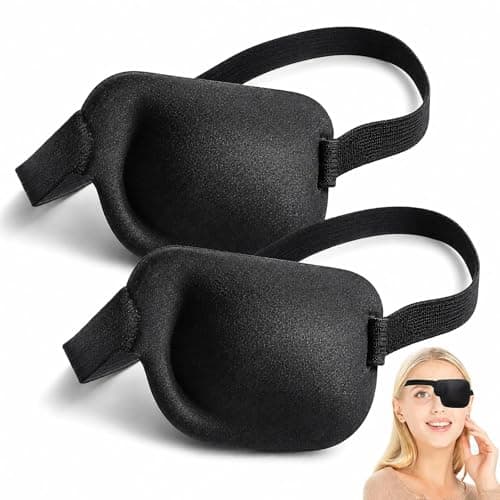 2 Pcs 3D Contoured Sleep Eye Mask – Adjustable Blackout Eye Patch for Right or Left Eye, Soft Breathable Night Blindfold for Travel, Shift Work, Daily Relaxation – One Eye Cover for Light Sensitivity