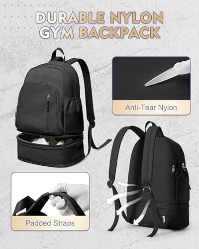 VENATIN Gym Backpack for Women Men,Lightweight Gym Bag with Shoes Compartment & Wet Pocket, Waterproof Backpack swimming bag Sports Travel Casual Daypack,Black — view 4