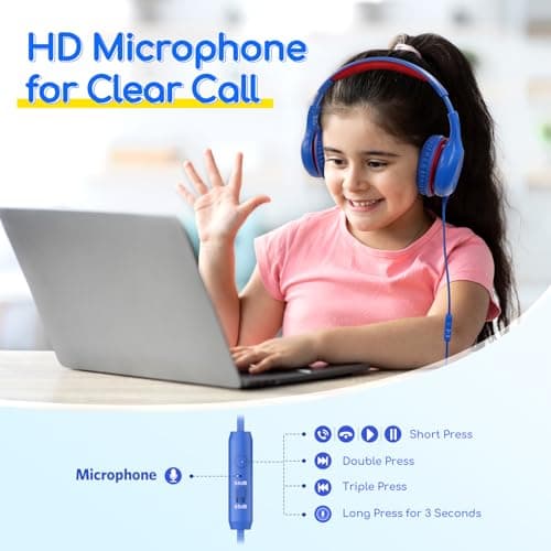 EarFun Kids Headphones Wired with Mic, 85/94dB Volume Limit — view 2