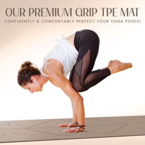 Yogii Yoga Mat - Non-Slip 6mm Thick TPE & Travel-friendly Yoga Mat - Perfect for Home & Gym Exercise Fitness & Pilates - With Laser Alignment Guides for Men & Women — view 2