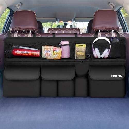 Einesin Car Boot Organiser - Super Capacity Enlarged 9 Pockets, Multi-Pocket Children's Travel Storage with Enhanced Magic-Stick, Car Boot Bag