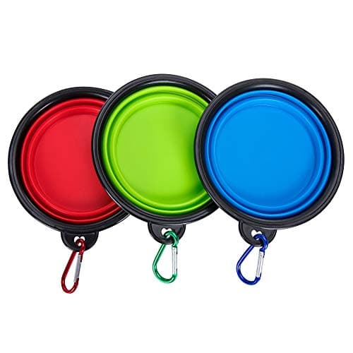 Collapsible Travel Dog Water Bowl Portable Cat Pet Silicone Food Bowl 3 Sets, Feeding trough Portable Drinking Water Drinker with Water Hook — view 3