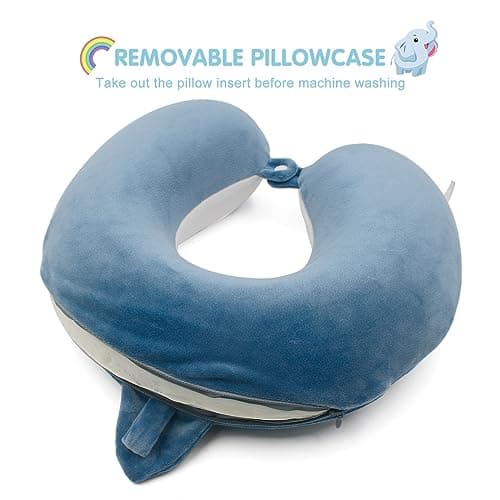 Samaly Kids Travel Pillow, Pure Memory Foam Animal U-Shaped Neck Pillow with Washable Cover, Comfortable in Any Sitting Position in Airplane,Car,Train for Kids, 1-Shark — view 4