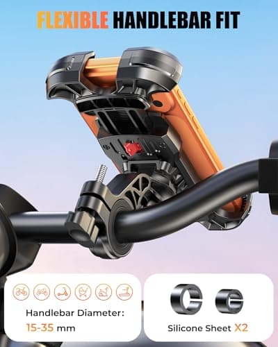 Glangeh Bike Phone Holder, [Upgraded Reinforced Clamp] Motorbike Phone Mount with Secure Lock, Universal 360° Rotatable Bike Phone Mount Compatible with iPhone 17 Pro Max/15/S25 Ultra, 4.7-6.9’’ Phone — view 5