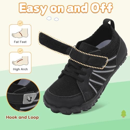 JOINFREE Kids School Shoes Wide Toe Box Barefoot Shoes Black — view 3