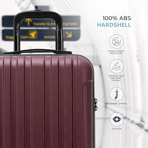 Flight Knight Premium Carry On Small Travel Suitcase - 8 Spinner Wheels - Built-in TSA Combination Lock - Lightweight ABS Hard Shell - Highly Durable - Approved for Over 100 Airlines — view 4