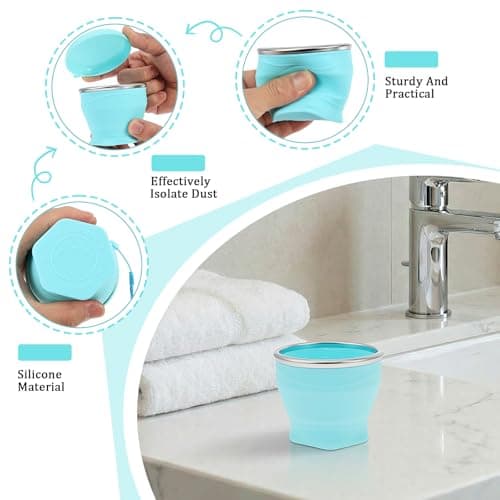 Foppla 4-Pack Collapsible Silicone Travel Cup, Foldable Reusable Mug with Lid, Portable for Camping, Picnic, Hiking, BPA Free & Dishwasher Safe(180ml*4) — view 4