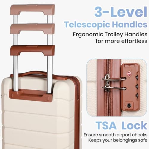 Tavoxda Cabin Suitcase Hand Small Travel Luggage, Carry On Suitcase with ABS Hard Shell Spinner &Removable Wheels for Ryanair, Wizz Air, 40x30x20cm Airline Approved, 16 Inch, White — view 6