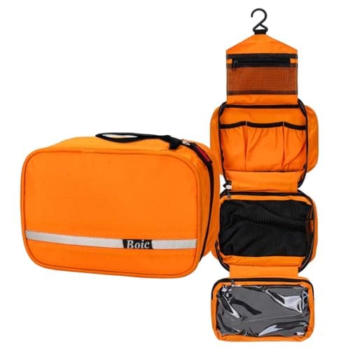 Boic Hanging Toiletry Bag, Travel Toiletry Bag for Women, Mens, Orange,M