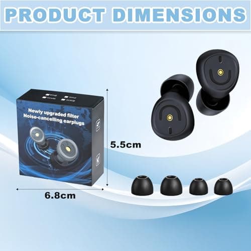 Ear Plugs for Sleep Noise Cancelling, 50dB Ultra Soft Reusable & Washable Earplugs with Carry Case & 2 Replacement Pairs, for Blocking Snoring, Travel, Work and Study, Black — view 2