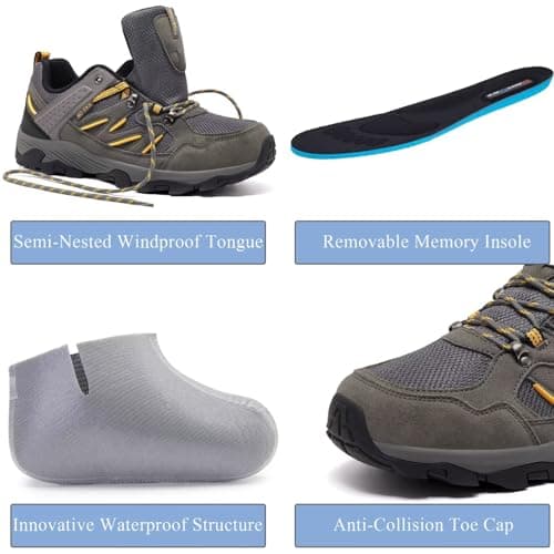 SILENTCARE Walking Shoes Mens Waterproof Low Rise (Grey UK 9) — view 4