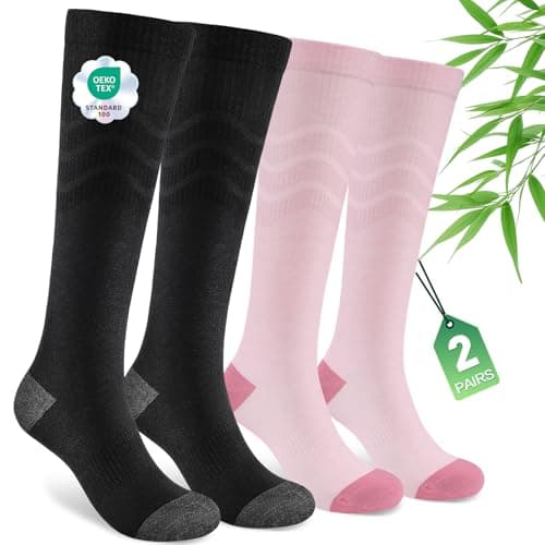 SukModen Bamboo Compression Socks for Women & Men, 2 Pairs, 15–20mmHg
