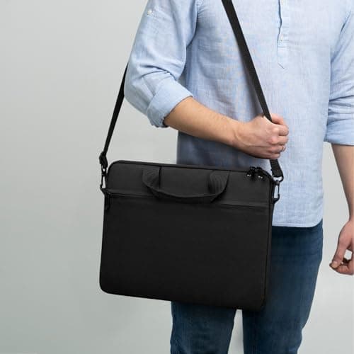 MicaYoung 14-15 Inch laptop Shoulder Messenger Bag Carrying Case Briefcase Slim Protective Computer Sleeve with Handle Strap Pocket for MacBook Acer ASUS HP Surface Dell Chromebook, Black — view 5