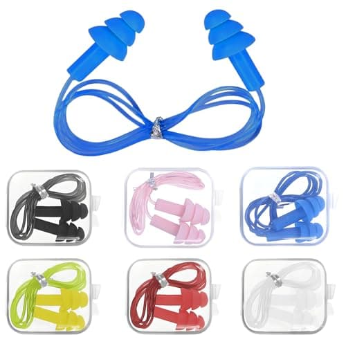 6 Pairs Corded Earplug Silicone Earplugs, Noise Cancelling Ear Plugs,Reusable earplugs for Sleeping, Work, Studying, Travel, Shooting Range and More