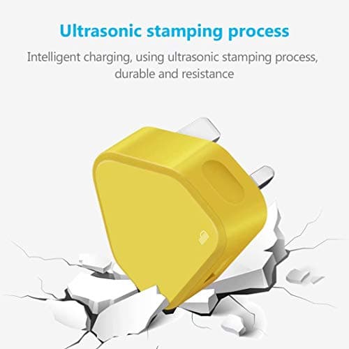USB Compact Universal UK Mains Charger 1000 mAh CE Approved Adapter Cable Compatible with Mobile Phones iPhone 5 6 7 8 X iPod/Samsung Galaxy S2 3.4 S5 S6 S7 S8 S9/Smart phones/Media devices (Yellow) — view 4
