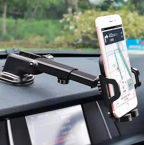 Adjustable Car Phone Mount with Extendable Arm, Carbon Fibre Design, 360° Rotation — view 4